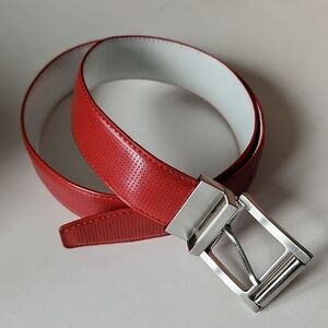 Ping Reversible Red And White Leather Belt